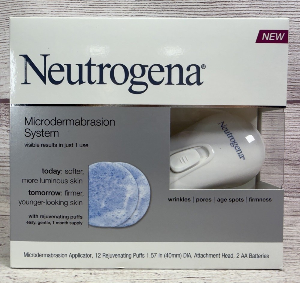 Neutrogena Microdermabrasion System Kit + 12 Rejuvenating Puffs New in Box Seal