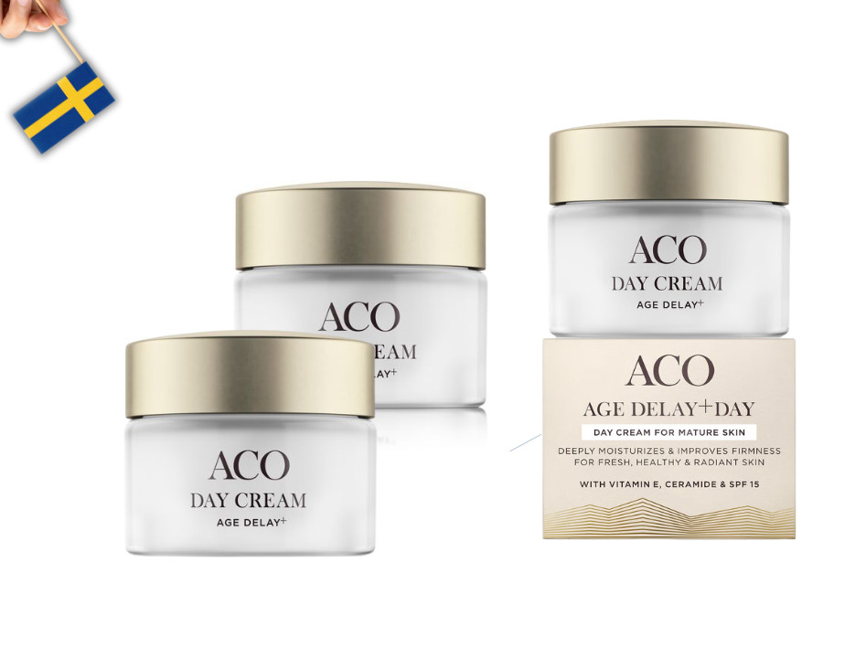 3 PACK – ACO Face Age Delay+ Day Cream – Anti-Ageing Facial Moisturizer