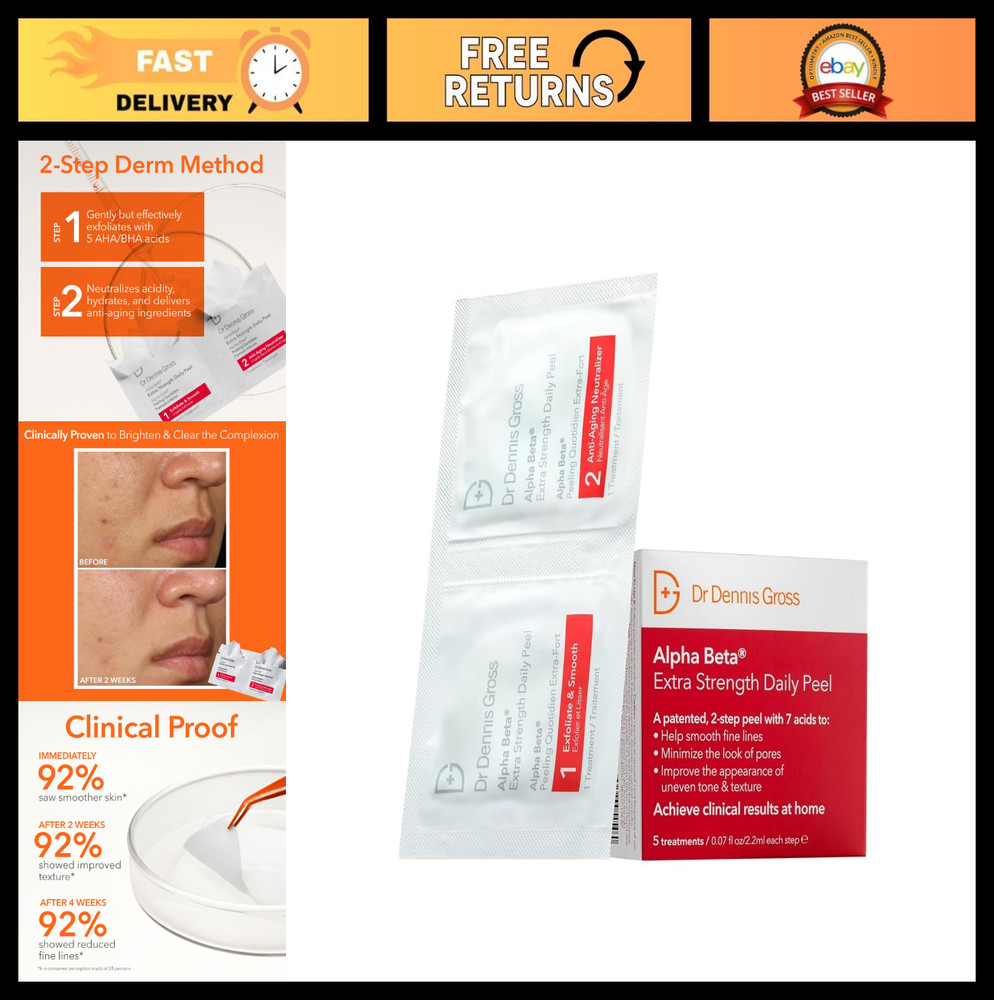 Extra Strength Daily Peel Pads – 2-Step Exfoliating Treatment for Anti-Aging, Sm