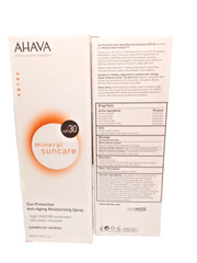 Ahava MINERAL Sun Protection Anti-Aging Moisturizing Spray SPF30 8.5oz BOXED 2PC