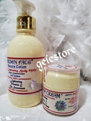 Authentic Golden Face lightening body lotion & face cream set with vitamin E