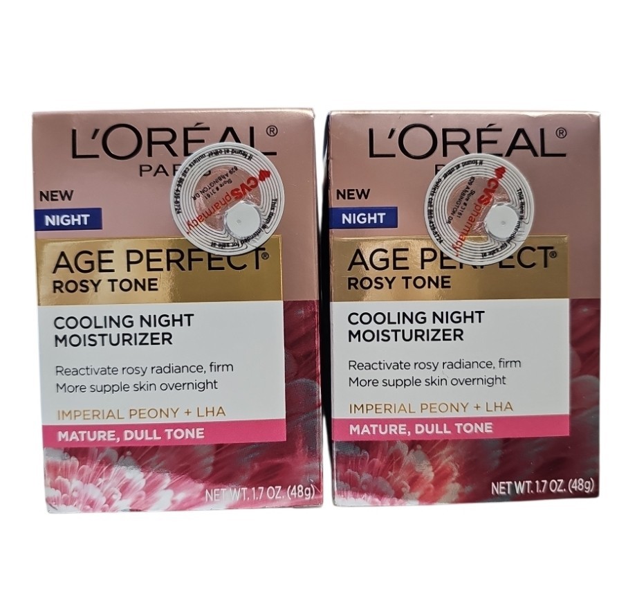 2 Pack Loreal Age Perfect Night Rosy Tone Moisturizer Mature Dull 1.7 Oz Each