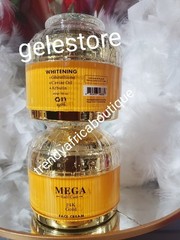 3pcs Mega Half-C 24k Gold Whitening Body Milk, Serum & Face Cream Set