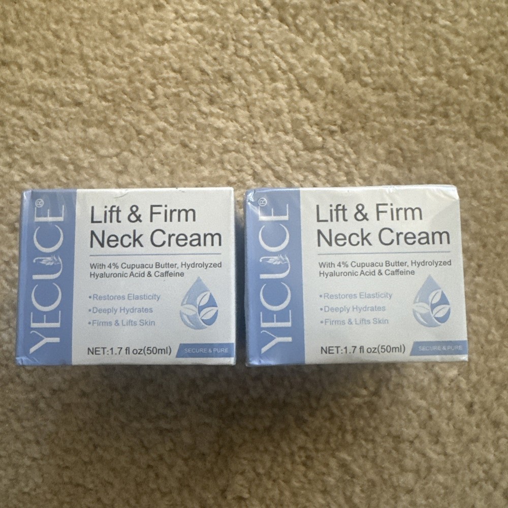 (2 PACK) Yecuce Lift & Firm Neck Cream W/ 4% Cupuacu Butter & Caffeine 1.7 FL OZ