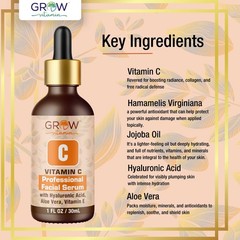 30% VITAMIN C SERUM + E + Aloe Vera + HYALURONIC ACID (HA) ORGANIC ANTI-AGING