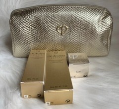 3 pcs lot Cle De Peau Beaute skincare discovery Gift Set in Gold beauty case