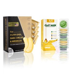 Clay Set (10 Pods) Gold Eye Patches (20 Pairs), Mud Deep Pore Cleansing Acne …
