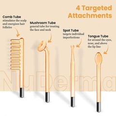 Portable High Frequency Facial Machine & 4 Glass Wands Violet Orange Ray Light
