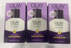 Olay Age Defying Anti Wrinkle Day Face Lotion SPF 15 3.4 fl oz (3 Pack)
