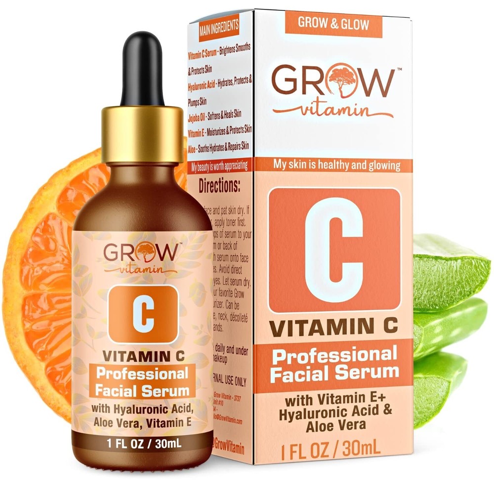 30% VITAMIN C SERUM + E + Aloe Vera + HYALURONIC ACID (HA) ORGANIC ANTI-AGING