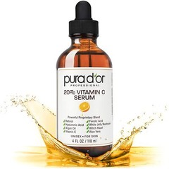PURA D’OR Dor 20% Vitamin C Serum Professional Strength Anti-Aging, 4 OZ