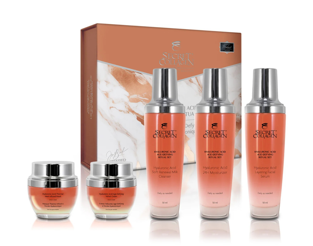 Secret Collagen Hyaluronic Acid Age-Defying Ritual Set 5 Piece – New in Box