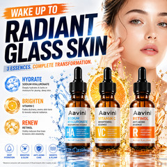 Aavini 3PCS Face Serum Set Retinol Vitamin C Hyaluronic Acid Anti Aging