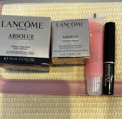 Lancome 5 Piece Travel Size Gift Set & Bag Absolue Soft Cream .5 oz Eye Cream