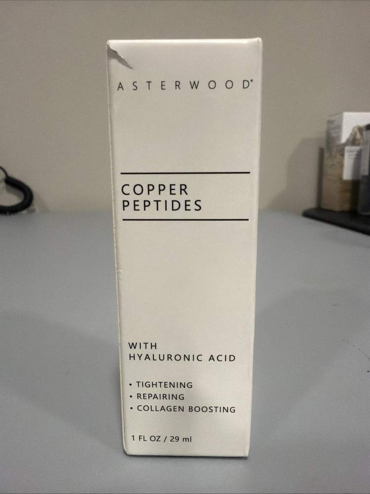 Asterwood Copper Peptides + Hyaluronic Acid Serum, Blue, 1 fl oz – Brand New
