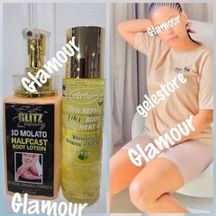 2pc. Glitzluxury 5D molato half-C body lotion 400ml & Veetgold 3in1 oil set