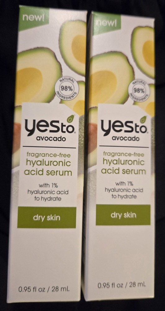 Yes To Avocado Fragrance Free Hyaluronic Acid Serum For Dry Skin .95 fl oz 2 Pc