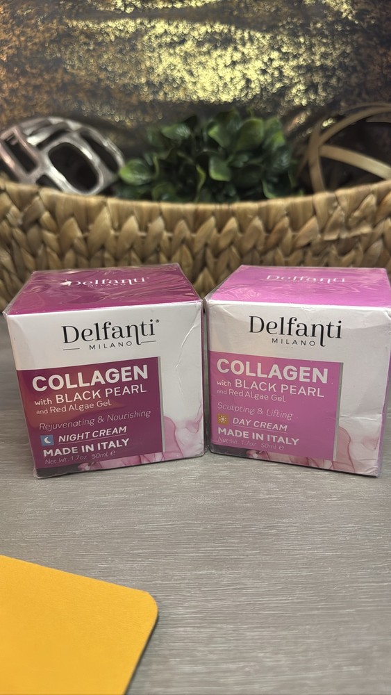 Delfanti Milano Collagen Black Pearl Day & Night Cream Duo Set 1.7oz