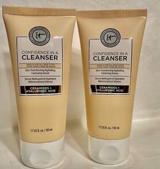 2 x It Cosmetics Confidence In A Cleanser Serum & Ceramides 1.7 oz/50 ml each