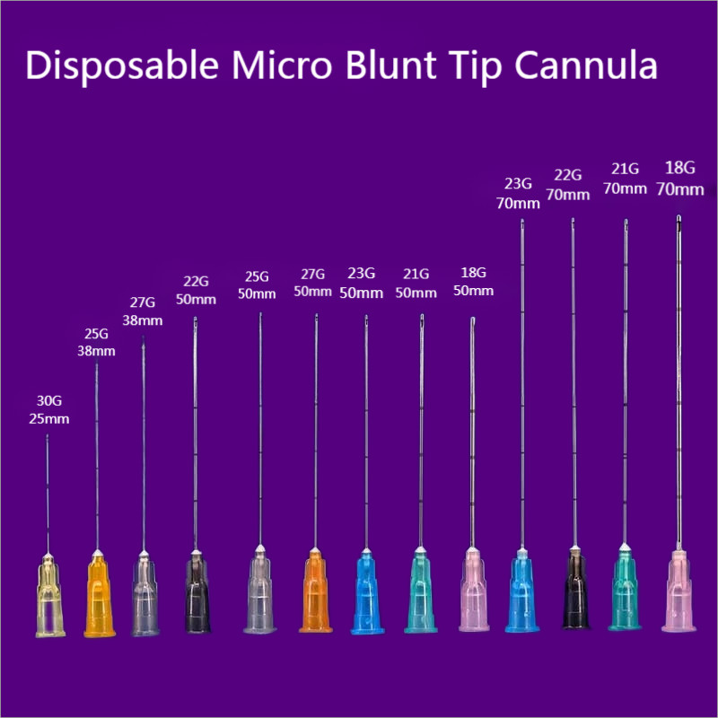 5-50pcs Micro Cannula with Puncture,Blunt Tip for Fillers,USA Shipping
