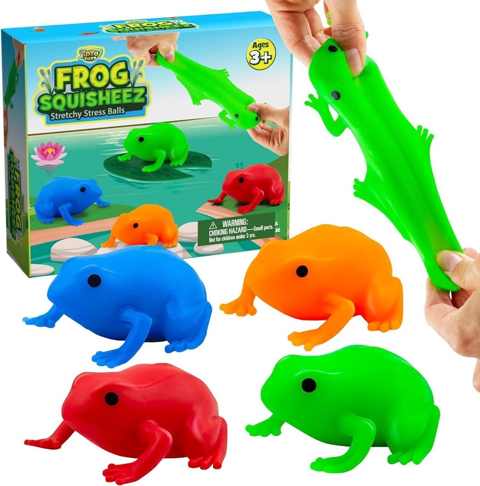 Toys Frog Squisheez Squishy Stress Relief Balls (Set of 4) | Stretchy Fidget Ani