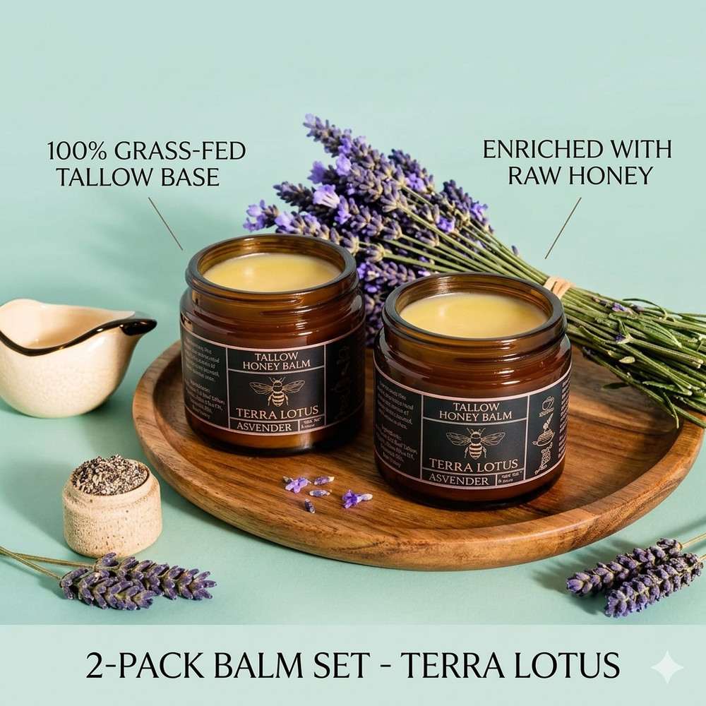 2-Pack Terra Lotus Tallow Honey Balm Lavender Daily Body Moisturizer Skin Care