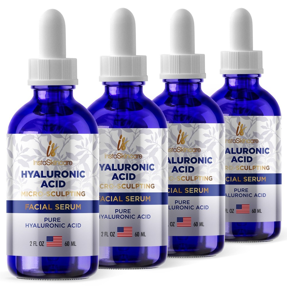 Hyaluronic Acid Anti-aging Serum for Face – 100% Pure Medical Formula – 4 x 2oz
