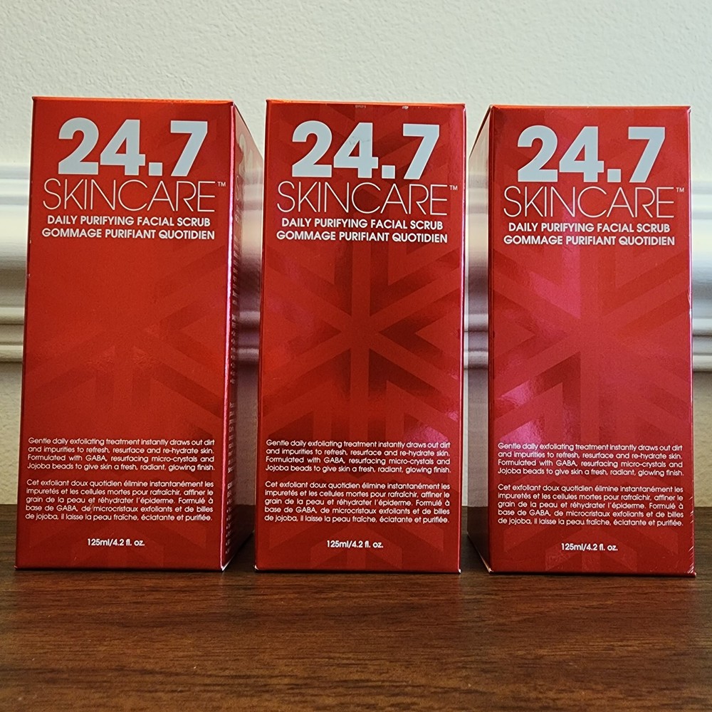 24.7 Skincare Daily Purifying Facial Scrub 3x 4.2 fl oz each NEW