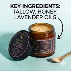 2-Pack Terra Lotus Tallow Honey Balm Lavender Daily Body Moisturizer Skin Care