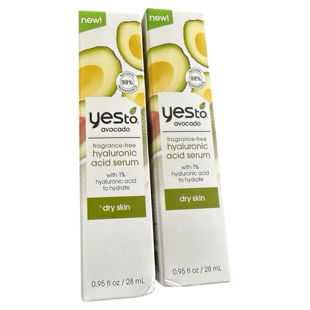 NEW Yes To Avocado Fragrance Free Hyaluronic Acid Serum – .95 fl oz 2 PACK