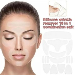 16pcs Reusable Silicone Anti-Wrinkle Pads Set for Forehead, Eyes, Face & Neck