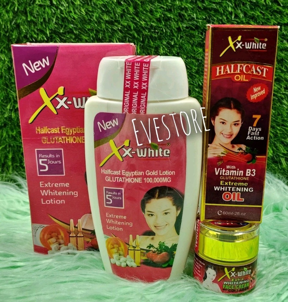 3pcs. XX-WHITE HC Egyptian GOLD body Lotion, Serum & Face Cream. 5 Days Action