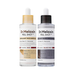 [Dr.Melaxin Official] Peel Shot Glow Rice Ampoule Duo – Serums for Brightening,