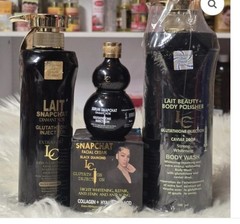 Lait Snapchat Black Diamond Set. Lotion, Serum. Shower gel & Face Cream.4pcs