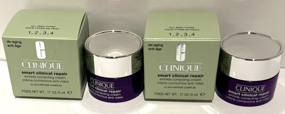 Clinique Smart Clinical Repair Wrinkle CORRECTING Cream Set 2x 0.17 oz/ 5ml each