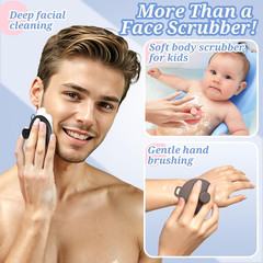 Silicone Face & Back Scrubber Set, Manual Face & Body Scrubber Exfoliator with S