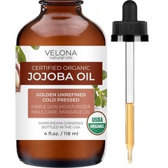 Velona Jojoba Oil USDA Certified Organic 4 oz Golden Unrefined Cold Pressed