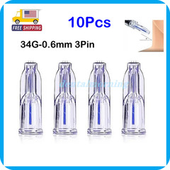 10Pcs Crystal Nanosoft Microneedle 3Pin Three Needles Anti Aging Eyes Neck Lines