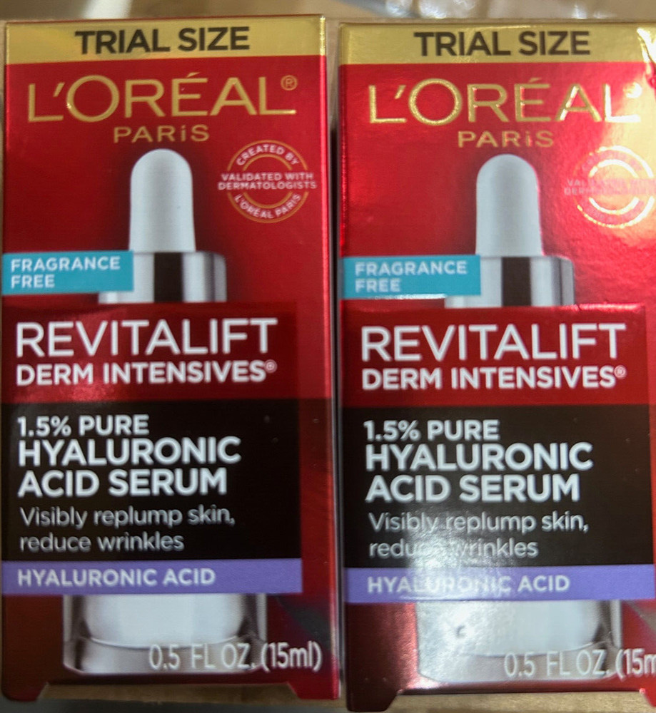 2x L’oreal Paris Revitalift Derm Intensives Serum .5oz Hyaluronic Acid Face