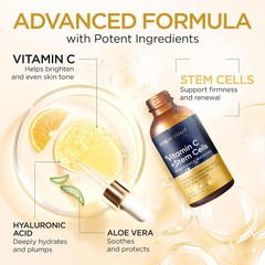 Vitamin C Serum for Face with Stem Cells Hyaluronic Acid Vitamin E Aloe Vera For