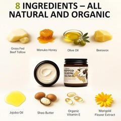 Whipped Tallow Balm for Face – 100% Grass-Fed Organic Beef Tallow Cream with Man