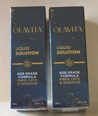 Olavita Liquid Solution Age Erase Formula Anti-Aging 1.01oz 30ml 2 Pack Exp 9/28