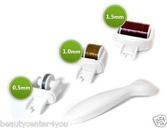 3-In-1 Derma Skin Roller Titanium 180/600/1200 Pins for Acne Wrinkles, Cellulite