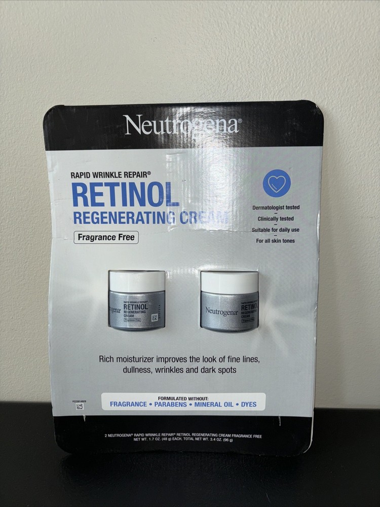 2 Pack Neutrogena Rapid Wrinkle Repair Regenerating Cream Fragrance Free 1.7oz