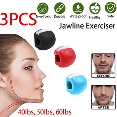 3PCS Jawline Exerciser Mouth Exercise Fitness Ball Neck Face Jaw Trainer Toning