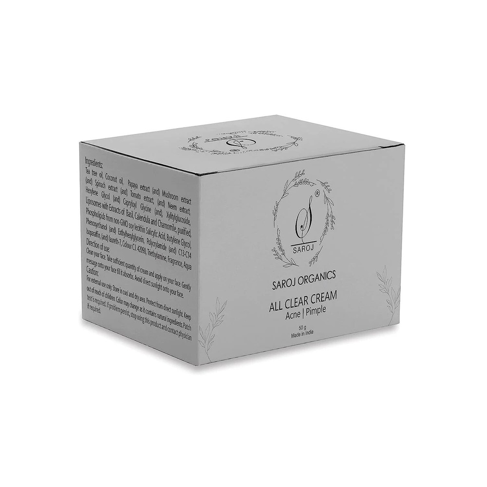 Saroj Organics All Clear Cream, 50gm, for acne, pimples – for men and women