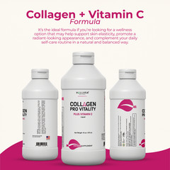 Liquid Collagen Peptides – Plus Vitamin C – Amino Acids Supplement – 16 Oz
