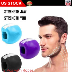 3PCS Jawline Exerciser Mouth Fitness Ball Jaw Trainer Face Double Chin Reduction