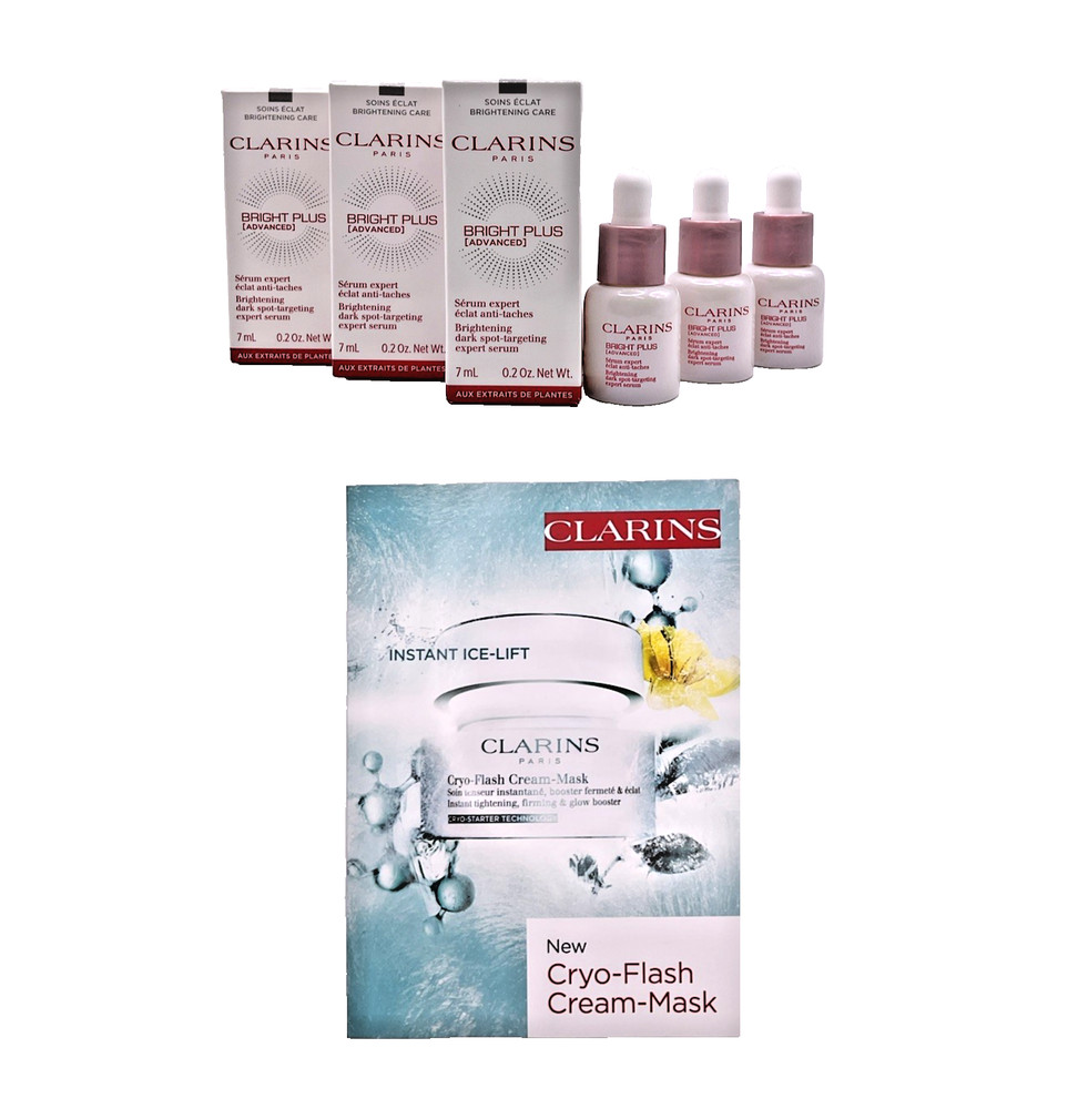 Clarins Bright Plus Advanced Brightening Serum Cryo Flash Cream Mask EXP 2029