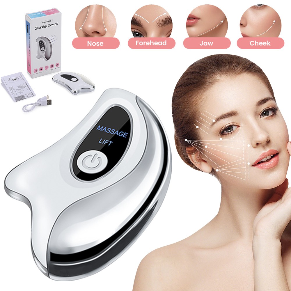 Red Light Electric Gua Sha Device with Heat Vibration Face Neck Lifting Massager